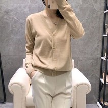 겨울롱가디건 사무실 니트숄 검정 라운드 브이넥 캐시미어 니트 가디건 얇은 루즈하고 짧은 울 캐주얼 컬러 매칭 봄 여름