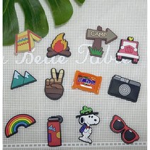 12종 파츠 신발장식 세트 캠핑 여름 커플 캐릭터 다람쥐 플라워 자연 캠핑 악세사리 신발 DIY 꾸미기 단추 어린이 슬리퍼 실내화 EVA 피츠 선물