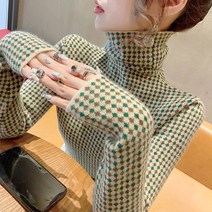 여자 목폴라티 목폴라 니트 터틀넥 슬림 여성 풀오버 유럽 ​​상