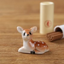 인센스 콘 홀더 귀여운 엘크 사슴 웅크 리고 향 버너 스틱 세라믹 향로 접시 홈 향수, 적갈색