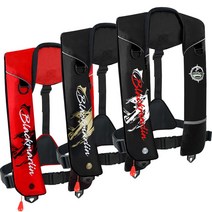 블랙마린 Co2 자동팽창식 구명조끼 KC 책임보험 가입 FREE 사이즈, 레드(화이트)