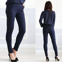 사입자mall F378 이중포켓 스키니 팬츠 허리 밴딩 봄 가을 여자 스판 바지 여성 기본바지