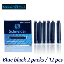 슈나이더 잉크 카트리지 유럽 표준 Pelikan Rotring STAEDTLER jinhao caligraphy picasso Universal, 09 Blue black 12pcs