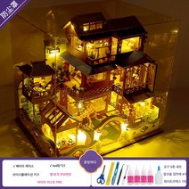 diy 제작 오두막 다락 빌라 작은 집 건축 모형집 호화, 색깔1