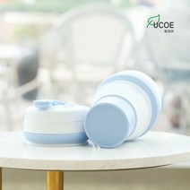 퓨코이 접이식 실리콘 텀블러2 II 휴대용실리콘컵 + 빨대 set, 크리스탈핑크