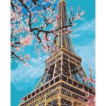DIY 사은품+액자 명화그리기 유화 세트 캔버스형 40 x 50 cm, 40*50 콤보 상자, 5128 파리의 봄