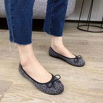 빅사이즈 봄여름 여성 캐주얼 호피무늬 플랫슈즈 단화