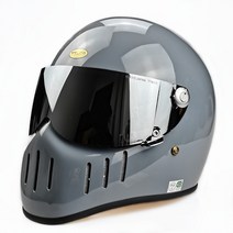 TT & CO 티티앤코 풀페이스 헬멧 톰슨 스피릿 라이더 풀 페이스 오토바이 레트로 빈티지 유리 섬유 카페 레이서 여름헬맷, XXL, Cement grey S lens