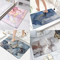 할인바이할인 [1+1] 간편세척 대리석패턴 규조토 발매트 컬러4종, 네이비+네이비