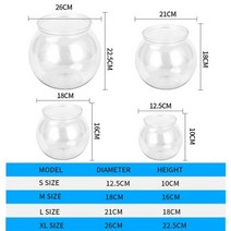 어항 미니 유리 Betta 물고기 탱크 원형 회전 그릇 수족관 액세서리 거북이 파충류 새우, XL