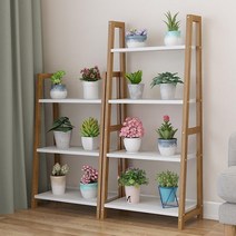 책꽂이 틈새 책장 화분 선반 3단 거실 펜트리 받침대 수납함 4단 사다리, 3단 책장 브라운