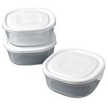 iwaki 이와키 내열 유리 팩&레인지 S 미니 얕은 화이트 450ml 3개 세트 겹쳐 팩 SKC3240-W3, 1개