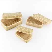 대나무 직사각 석작 한과바구니 대나무함 한과상자 폐백 떡바구니 명절 1, 소(가로35cm)