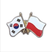 아트박스/로고마크 세계각국의 휘날리는 국기교차뺏지(한국-폴란드)