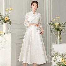 시크라인 레이스 생활한복 새틴 스커트 철릭 원피스