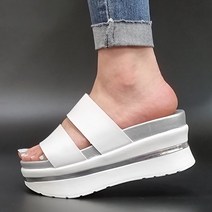 쿠션 통굽 슬리퍼 7cm (225-250 여성 3컬러) 폭신한 여름 키높이 샌들 발편한 여성 슬리퍼 7센치