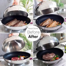 [로스돔] 스텐커버 18cm/26cm/세트 생선구이 연기잡는 다용도 뚜껑 덮개 찜기 인덕션 그릴 팬캡, 로스돔 스텐커버 26cm