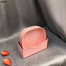 DFMEI 크리에이티브 골접시 과일접시 받침대 수납함 실리콘 트레이, 딥 사각접시 핑크 5개입【핑크 베이스 포함】