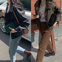 무드무드 / 크러시 가죽 블루종 점퍼