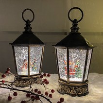 트윙클 스노우 원형 랜턴 고딕스 육각 모양 스노우볼 워터볼 오르골 아크릴 LED 무드등 조명, 고딕스 육각스노우볼(산타)