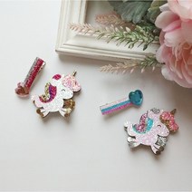 (only handmade korea)2세트 유니콘과 보석하트 악어집게핀