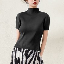 플리츠 탑 Y117 티셔츠 블랙 하프 터틀넥 주름 슬림핏 미우새 옷 학부모 룩 20대 30대 40대 50대 60대 여자