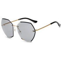 패션 크리스탈 무테 선글라스 여성 브랜드 디자이너 여름 사각형 선글라스 핑크 그레이 투명 렌즈 남성 안경