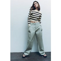 자라 ZARA 스트라이프 니트 크롭 스웨터 127642
