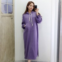 이힝 캥거루 앞포켓 루즈핏 롱 후드 원피스
