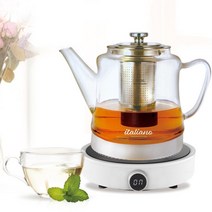 친정집선물 차만들기용 인덕션유리포트 가정용 분위기내기 신혼부부 까페 2인가구, 이탈리아노 인덕션 유리포트(1300ml)