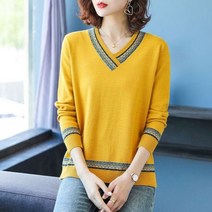 여성야구점퍼 아우터 블루종 야잠 빈티지 민속 프린트 패치 워크 스웨터 브이넥 여성 의류 올 매치 루즈핏 니트 점퍼 봄 가을용