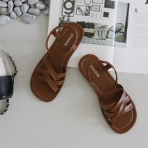 [오늘발송] 포니 더블 크로스 스트랩 밴딩 플랫 샌들 1.5cm