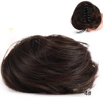 부분 가발 인모 여성 정수리SuQ 합성 클립 온 헤어 밴드 신축성 밴드 헤어 지저분한 Chignon 클립 헤어 피, 한개옵션1, 17 4