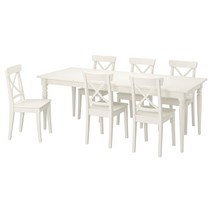 INGATORP 잉아토르프 / INGOLF 잉올프 테이블+의자6 - 화이트/화이트 155/215 cm