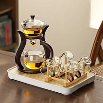 XMZ 마그네틱스위치 동티팟 세트 티메이커 차거름망 유리 티포트, 425ml+컵 6개+쟁반