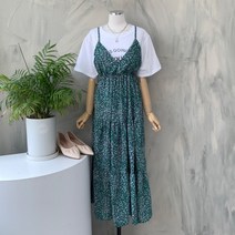 행복여 비비 플라워 브이 라인 뷔스티에 원피스