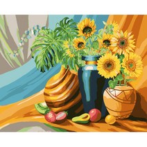 유쾌한컴퍼니 DIY 유화그리기 명화그리기 세트 40X50 200종, A-227 화병의 해바라기