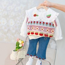 자수카라니트조끼3PCS