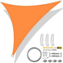 원터치 그늘막 글램핑 텐트 4인용 2/3/3.6/5M 무거운 그늘 항해 태양 캐노피 커버 야외 삼측 정원 마당 차양 방수 자동차 양산 천 여름, [02] 360x360x360CM, [17] Orang with 47Pcs Kit