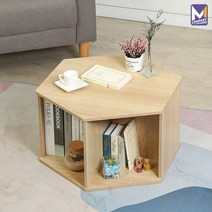 MCOMPANY 쇼파 인테리어 엔틱 원목 모던 좌탁 거실상 탁자 사이드 테이블 좌식 책상 거실 협탁 북유럽 수납장 거실장 식탁 밥상 수납형 소형 미니 수납 탁상 [6각형 티테이블], 너비 60cm x 폭 32cm x 높이 52cm