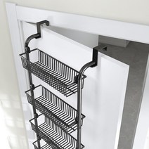 문걸이선반 문걸이수납 세탁실 못없이선반 화장실문 욕실, 블랙