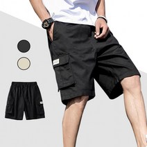 [아주머니몰]반바지 데일리 카고 여름 포켓 남자 운동 밴딩 스트릿10대 20대 30대 40대 50대 60대 70대, 베이지 33-35