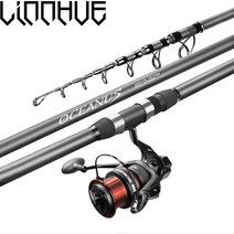 LINNHUE 낚시 릴로드 콤보 2.4m-5.4m 스피닝로드 롱 샷 탄소 섬유 섹션 5-8 오션로드 Pesca 릴 ES9000, 12 3M and ES9000