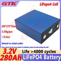 Gtk 3.2V 셀 310AH 280AH liFePO4 리튬 철 인산염 배터리 12V 24V 48V, 06 1pcs 280Ah