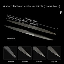 수공구 끌 바늘 하프 라운드 왁스 쉐이핑 파일 더블 헤드 핸드 샤프 플랫 조각 파일링 연마, 6.F