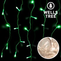 웰스트리 크리스마스전구 LED고드름투명선200구-그린