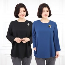 모슬린 엄마옷 무지 라운드 블라우스 EBL103143 마담 미시옷 중년여성의류 빅사이즈 50대 60대여성옷