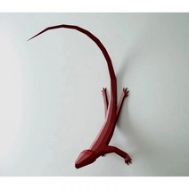 도마뱀 2개세트 벽인테리어 쉬운종이접기 페이퍼 토이 크래프트 도안 수업 종이인형 2평 방꾸미기, 와인 레드