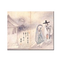 한국화 민화 신사임당 신윤복 책가도 풍수 전통 민속화 풍속화 인테리어 학교 교실 교육 그림 캔버스 액자, 24.신윤복-월하정인
