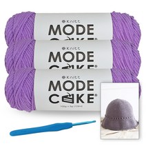 [니뜨] 모드케이크(100g) 뜨개실x3볼+메릴버킷햇도안+모사용코바늘 7/0호(4.0mm), 28_바이올렛